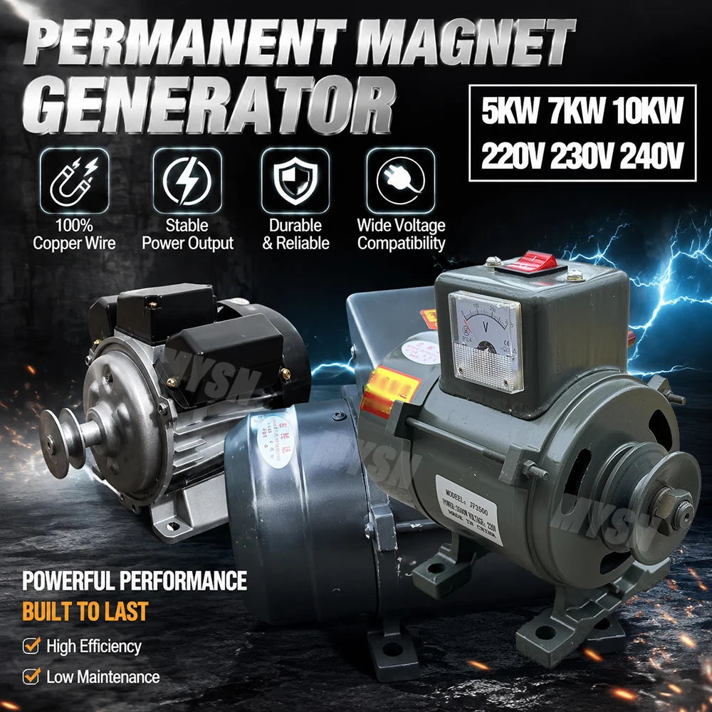 Low Noise 5000W Generator Kits 7KW 10KW Permanent Magnet Generator 220V 230V 240V with 220V Motor Household ﻿Power System Dynamo