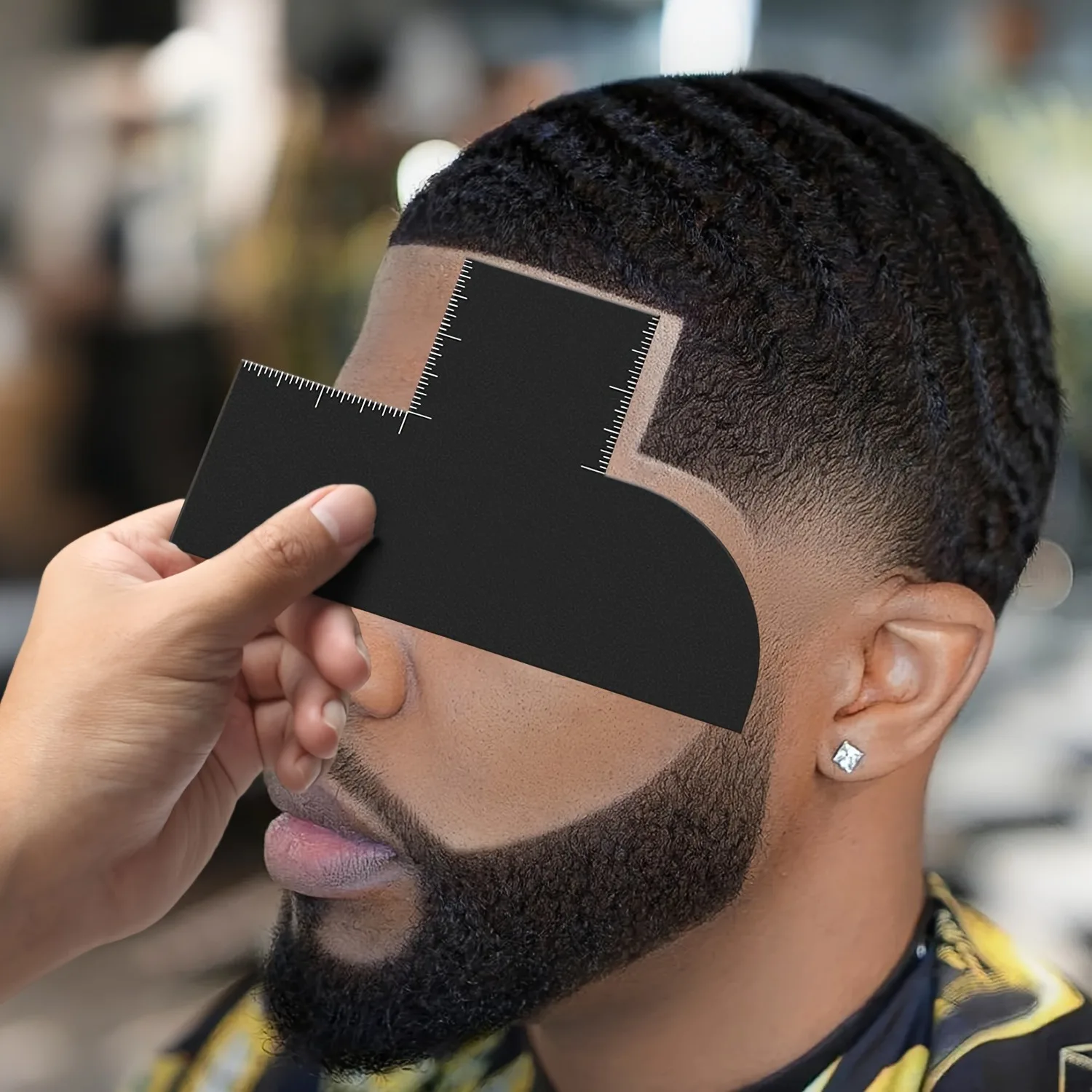 T-Shape Barber Card Featuring Measurement Markers, Hairline Styling Template, Professional Stencil for Precise Styles