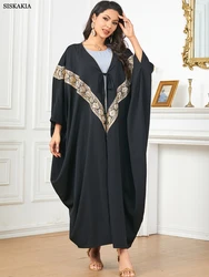 Siskakia Luxury Open Abayas For Muslim Female Moroccan Caftan Woman Batwing Sleeve Fashion Elegant Loose Long Evening Dress