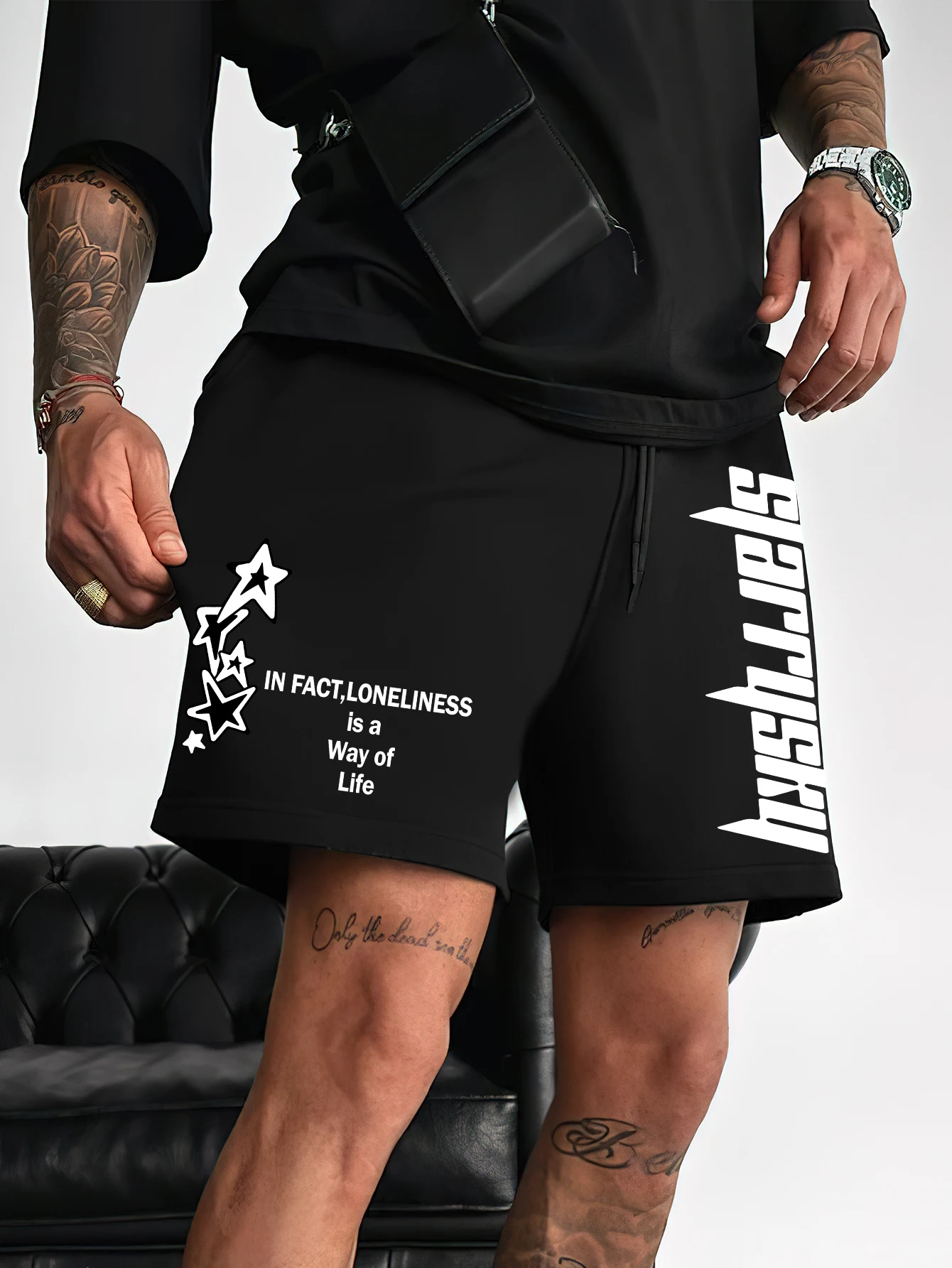 Men's Star&Letter Pattern Shorts Casual Sports Shorts Comfortable Lightweight for Summer Outdoor Activities and Dailywear