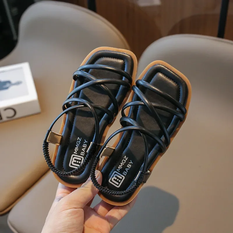 

Summer Girls Elastic Lace Roman Shoes Children Fashion Breathable Sandals Kids Soft Soled Princess Shoes Versatile Sandals Girls