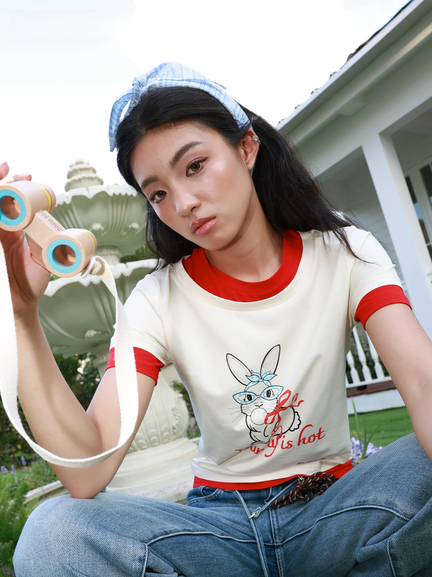 

Женская футболка Slim Fit с принтом кролика, цветная, повседневная, удобная, дышащая, из хлопка...