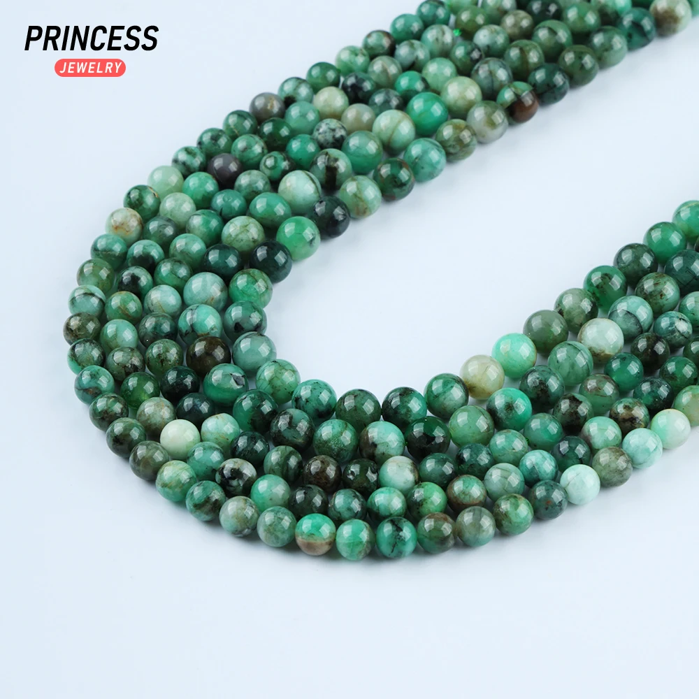 A+ Natural 6mm 7mm Emerald Without Any Treatment Loose Beads for Jewelry Making Bracelet Wholesale Stone  Beads DIY Accessories