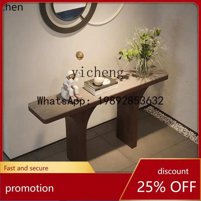 AB  cave stone rock slab entry entrance table high-end feeling  corridor aisle opposite door solid wood entrance