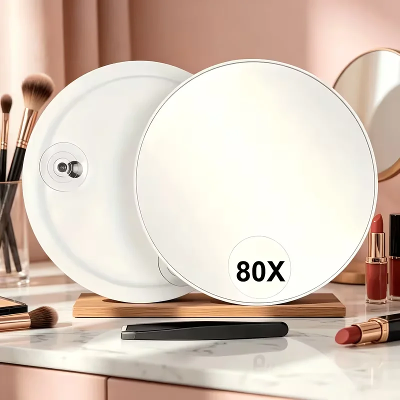 80x HD Magnification Suction Cup Stand with Tweezers Black White Tabletop Placement Dual Purpose Magnifying Glass
