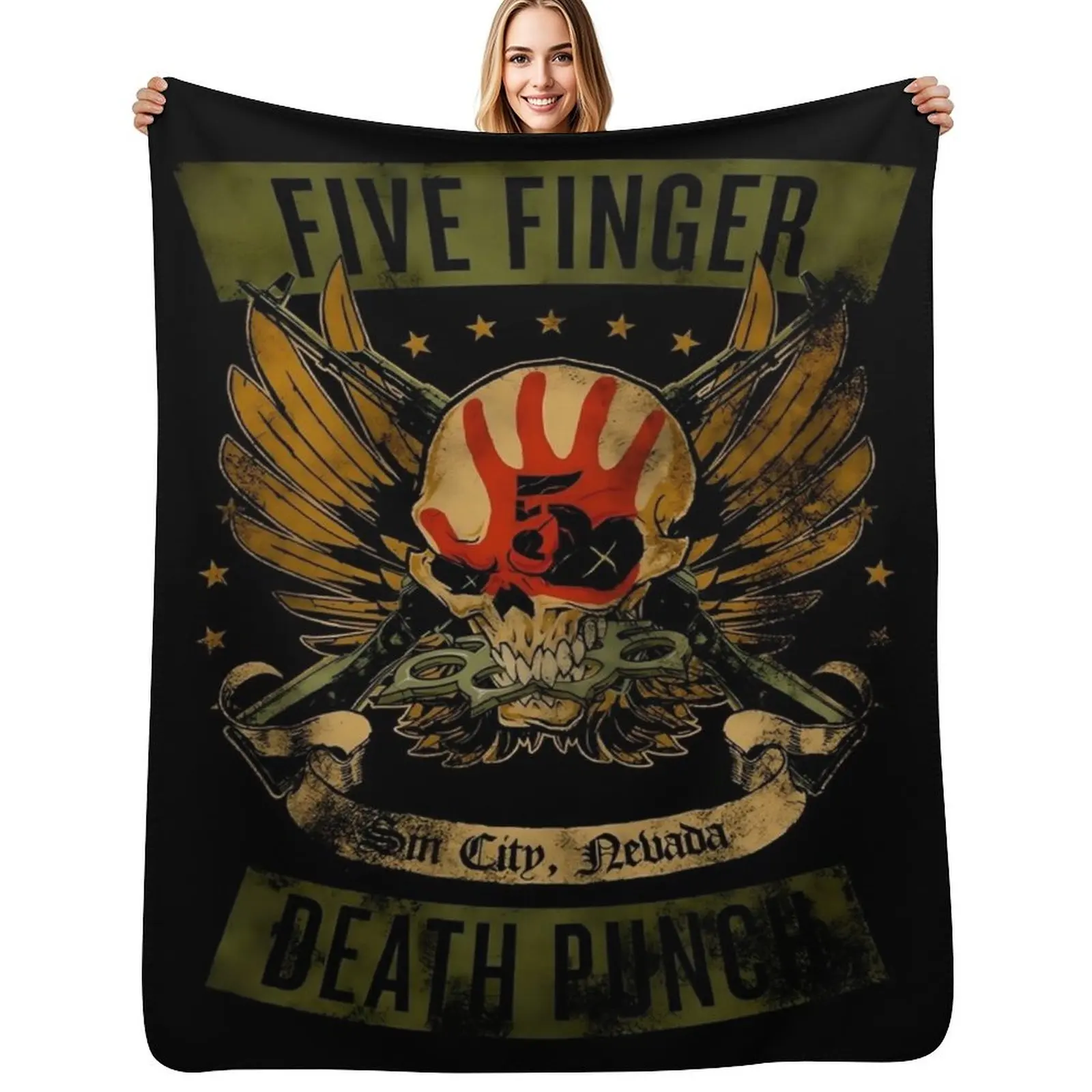 

skull death metal Throw Blanket Color Fast Cozy Throw Blanket