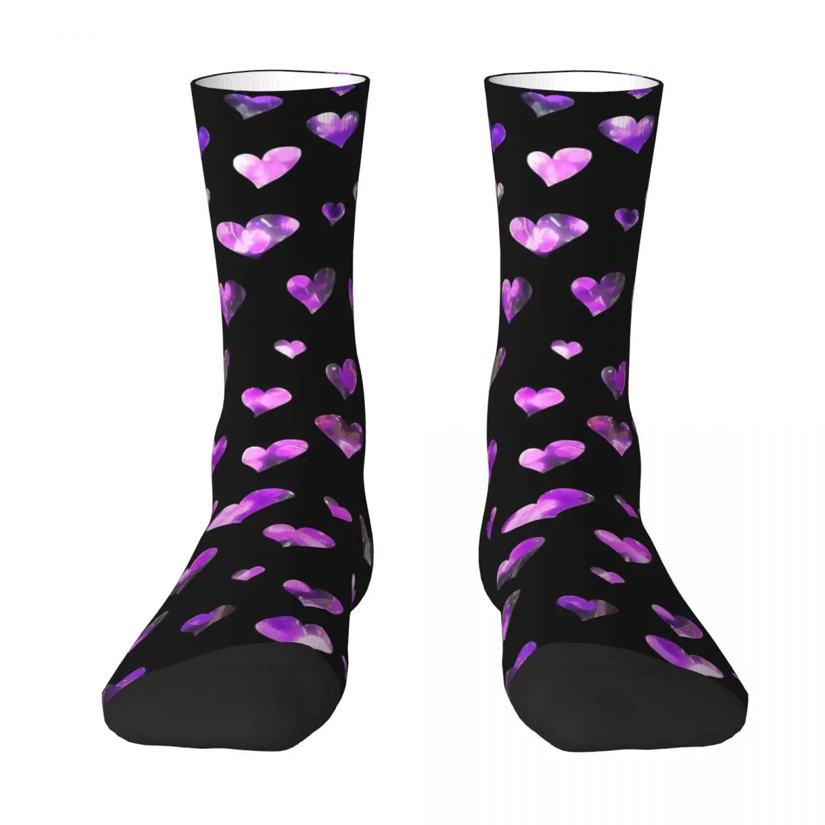 Floating Purple Hearts Socks Modern Stockings Men Breathable Running Socks Autumn Pattern Anti Skid Socks