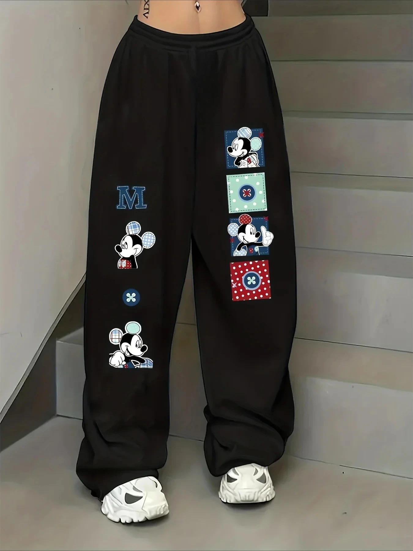 

Hot Selling New Minnie Women's Autumn and Winter Casual Daily Wool Straight Leg Sports Pants Elastic Waistband Street Wear