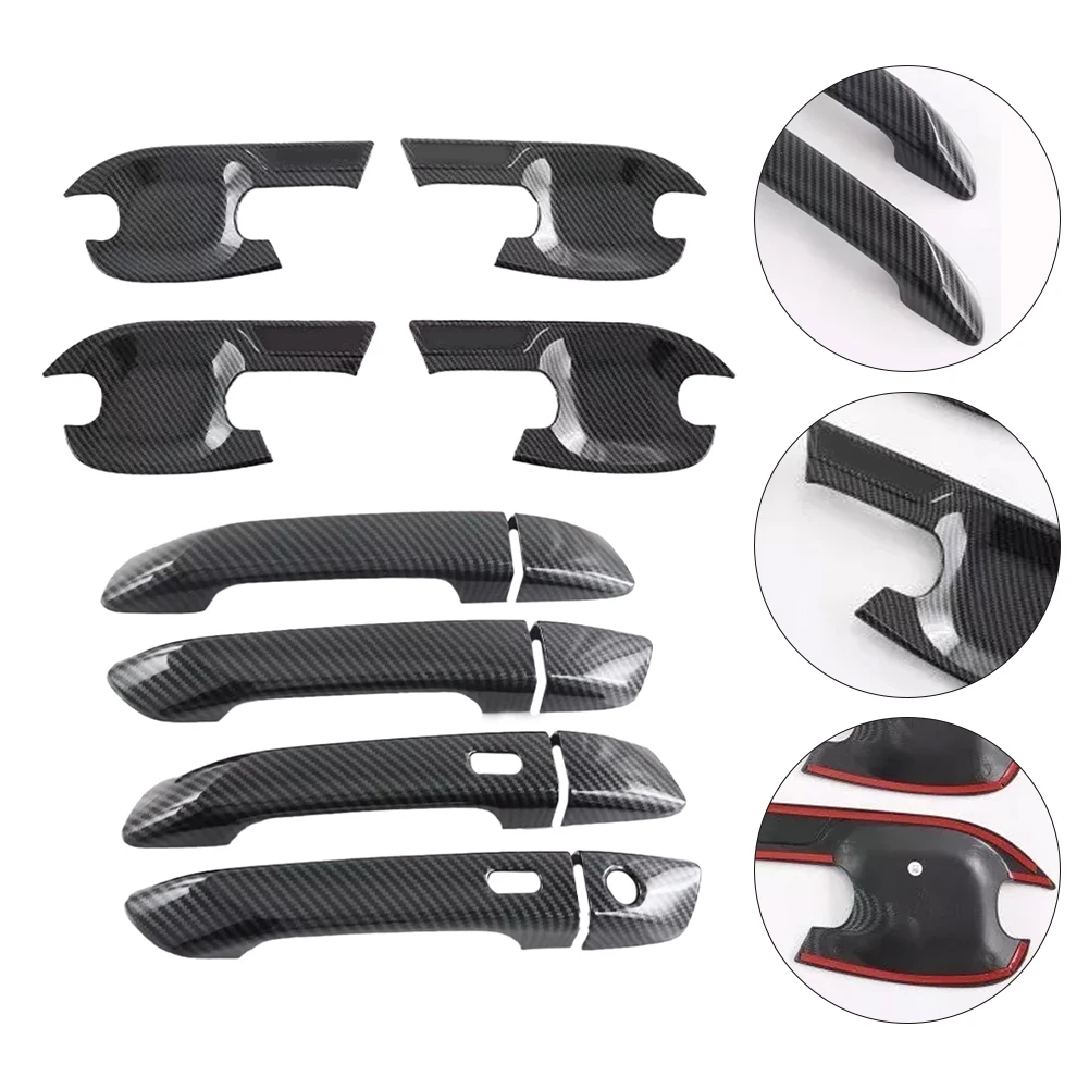 4set Car Door Handle Bowl Side Door Handle Cover Trim 25*15*5cm ABS Carbon Fiber Exterior Door Handles For Isuzu D-Max 2021-2023