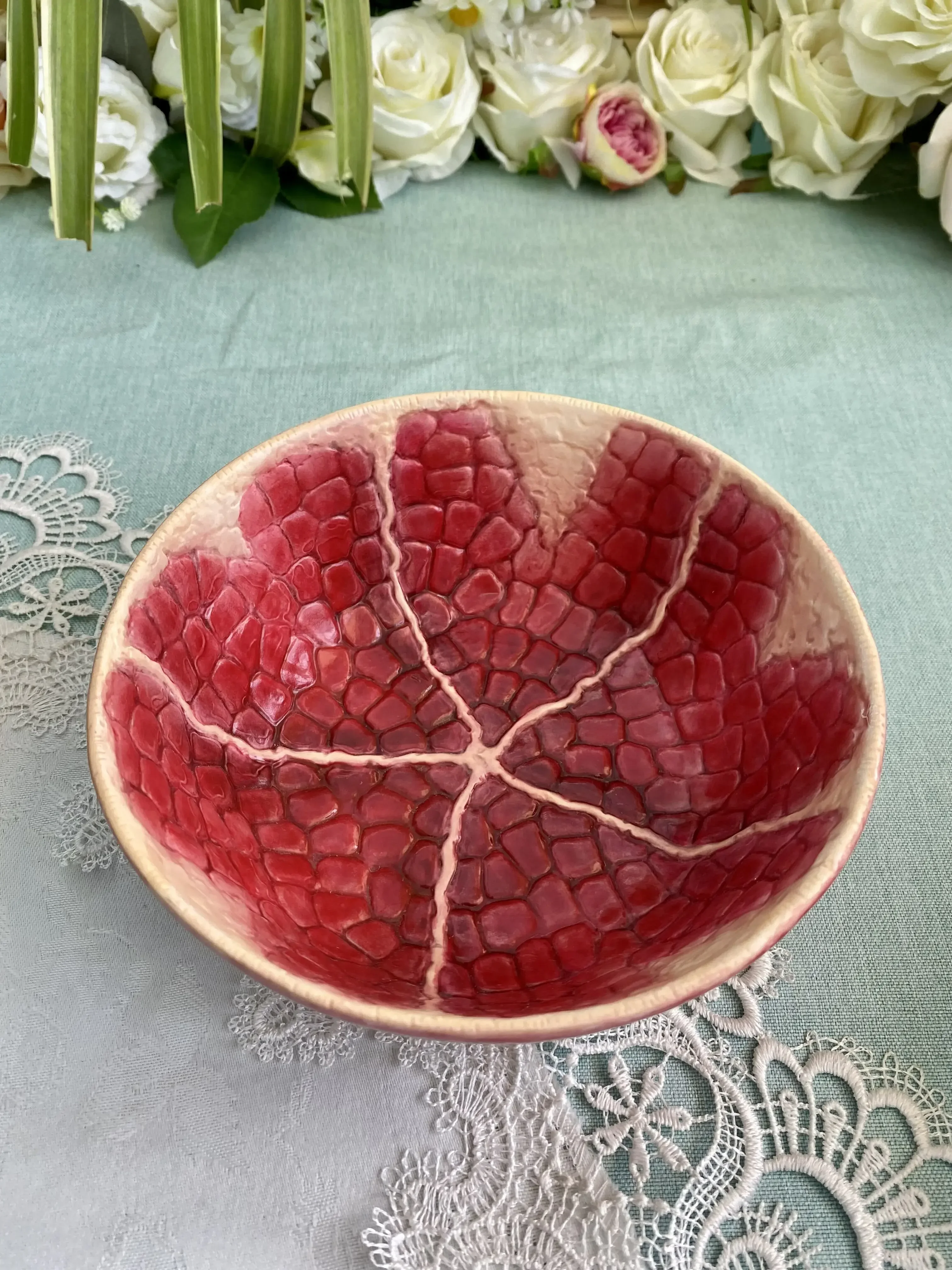 Ceramic Pomegranate Noodles Bowl, Dinner Plate, Home Decor, Wedding Decoration, Fruit Tray, Salad Plate, Soup Bowl, Kitchen