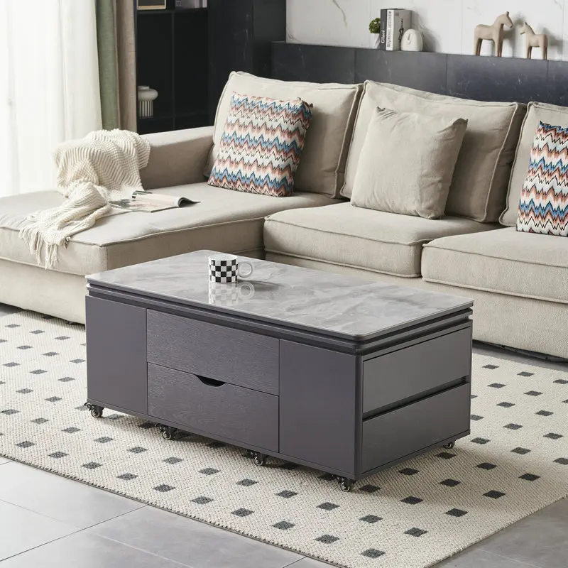 

Multifunctional rock slab lifting coffee table dual-purpose integrated small apartment living room removable