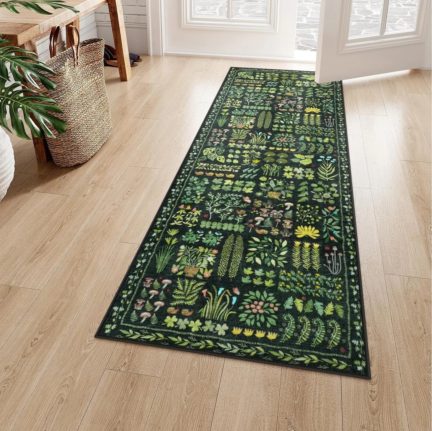 Corridor Carpet Long Runner Rug Green Plant Leaf Carpets Soft Machine Washable Floor Mat Hallway Home Decoration Rugs - Image 3