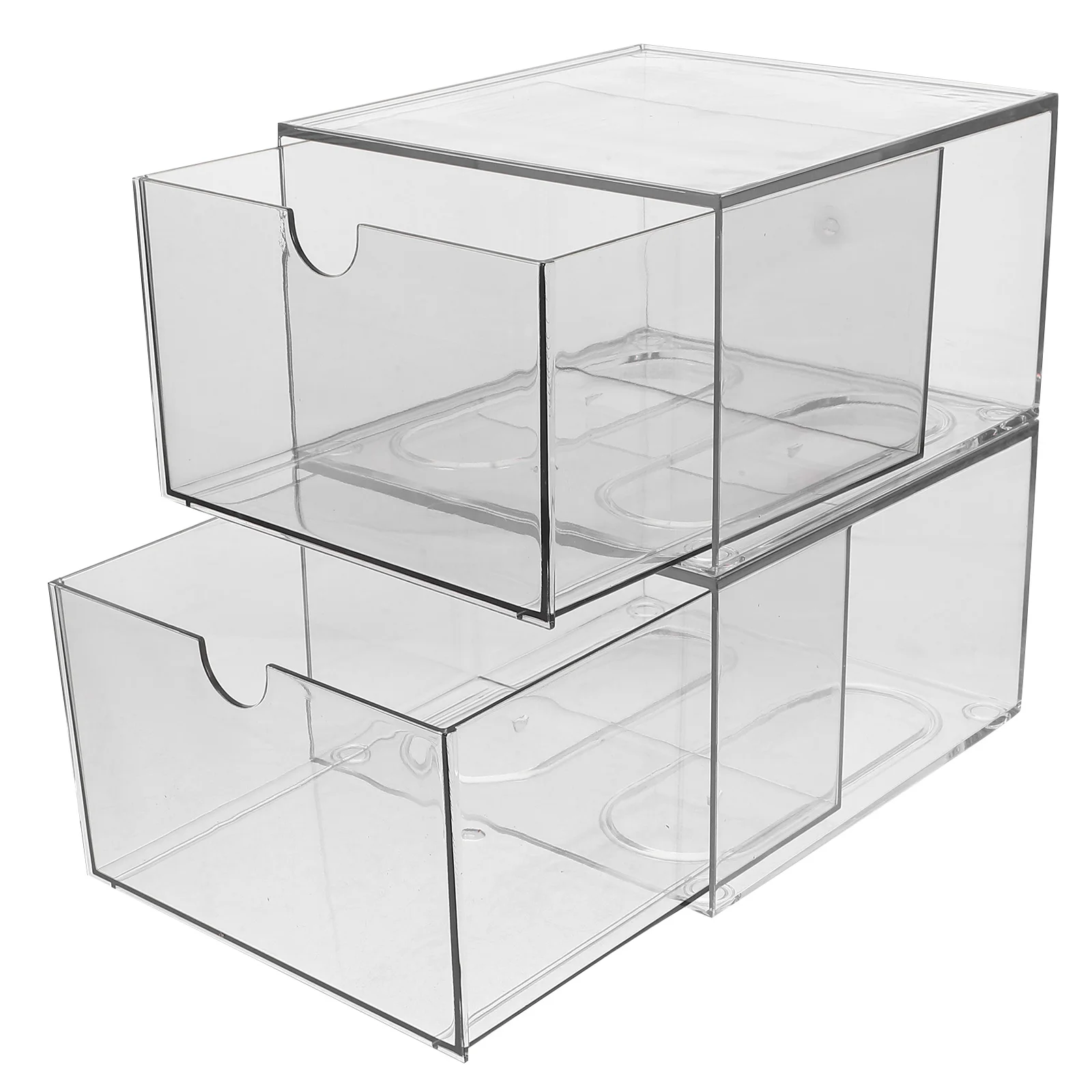 

2 Pcs Storage Box Clear Acrylic Towel Holder Stackable Drawer ganizer Bathroom Vanity Skincare Makeup Face