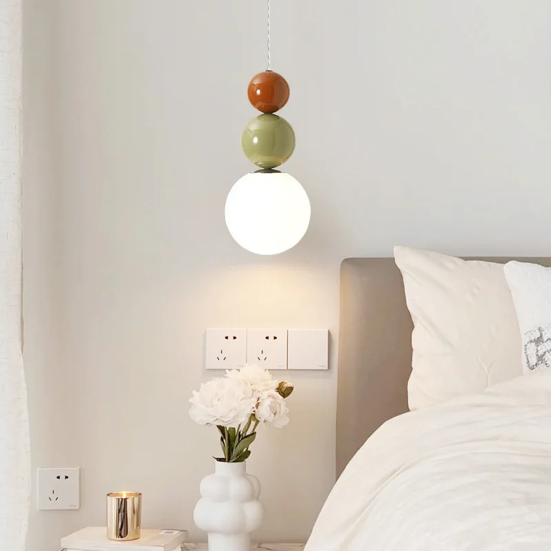 Lampe suspendue de chevet style crème perle, lampe suspendue haut de gamme pour chambre d'enfant