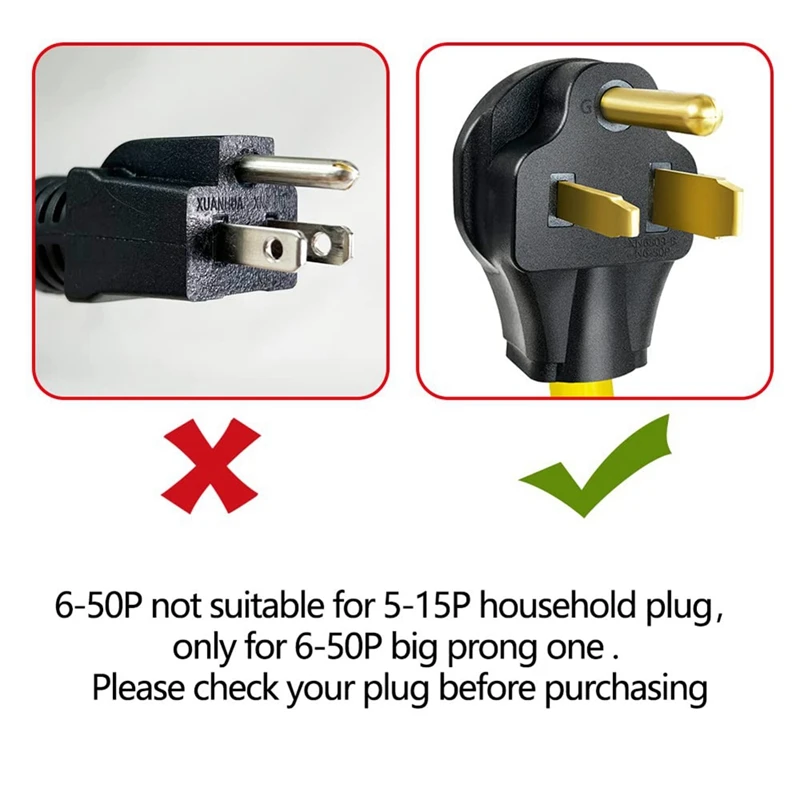 1 Pack NEMA 6-50P To 10-30R 240V 30 Amp 3 Prong Male Plug To 3 Prong Female Outlet Receptacle Copper US Plug