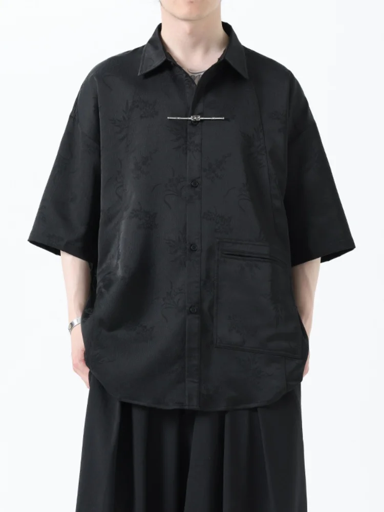 

Men's ort Sve Ice Silk irt Summer New Sle Rvated Tang Costume Hanfu New Chinese Sle Embroidery Upper Body