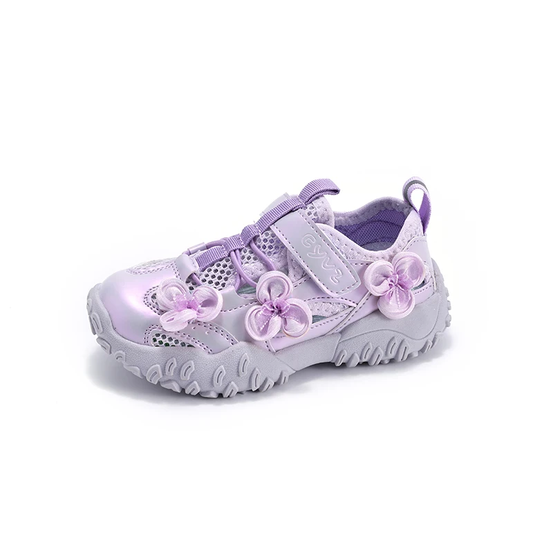 Girls Summer Closed Toe Platform Sandals with Cute Flower Breathable Mesh Upper Soft Anti Slip Sole Kids Daily Casual Shoes