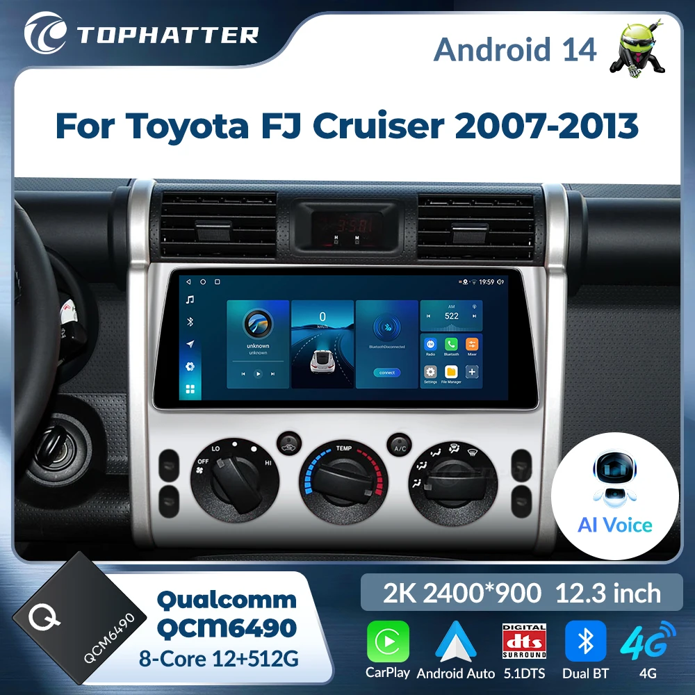

12.3 Inch Android for Toyota FJ Cruiser J15 2006 - 2020 Head Unit All in One Car Radio Multimedia Navigation 2K 2400*900 Player