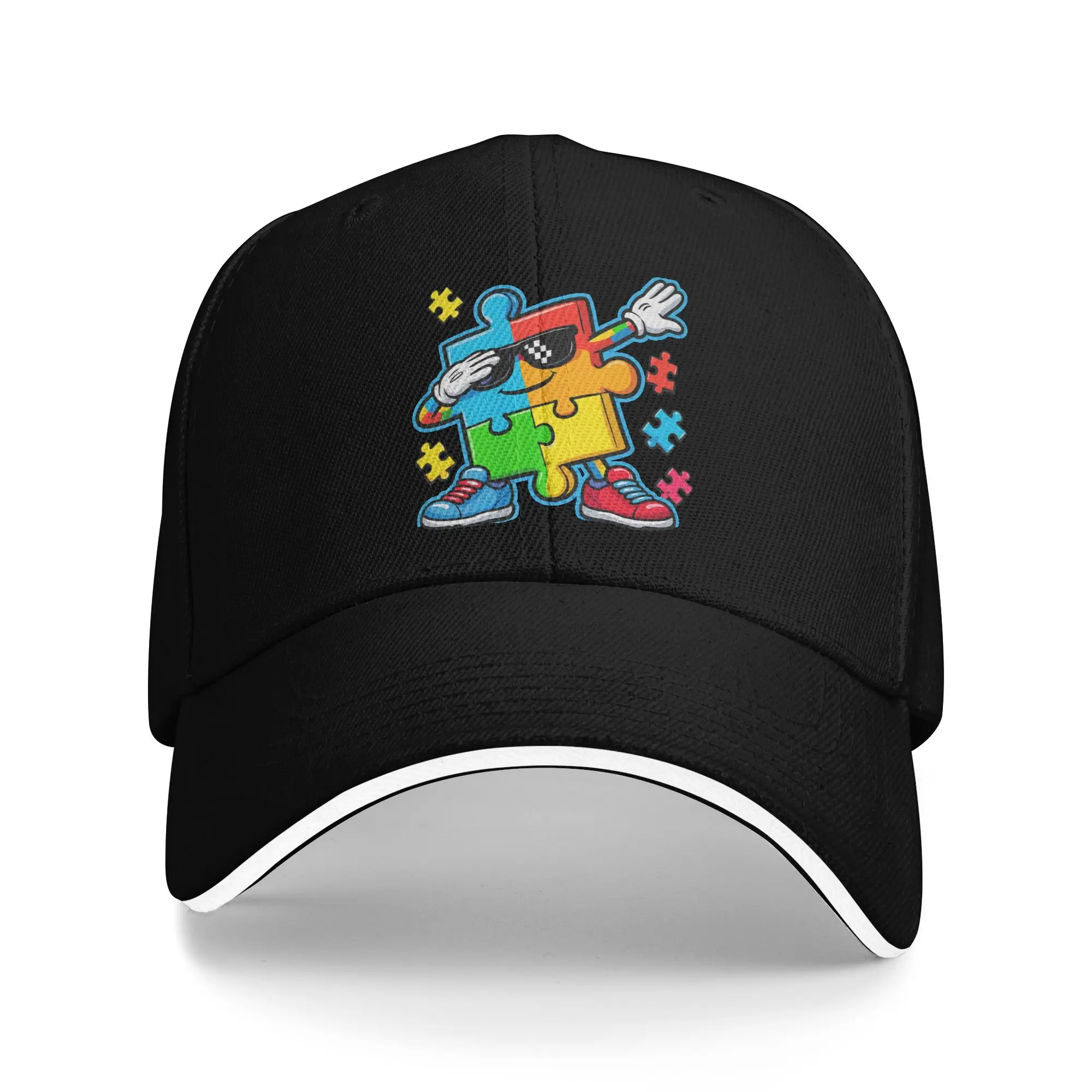 Dabbing Puzzle Autism Awareness Accessories Men Women Baseball Cap  Trucker Hat Unique Design Travel Headwear Adjustable Sun Cap