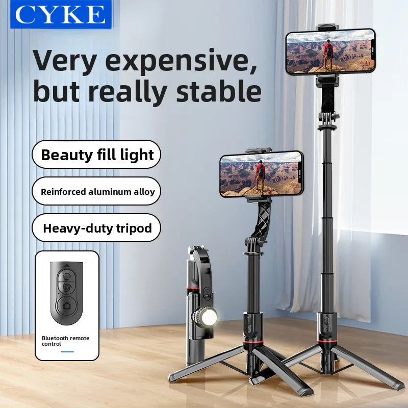 For Foldable Anti-Shake Selfie Stick Handheld Stabilizer with Tripod for Outdoor Live Streaming and Desktop Use