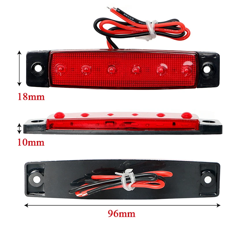 2Pcs 6LED 12V/24V Truck Trailer Side Marker Indicators Clearance Lights Car Brake Rear Highlight Tail Light Warning Signal Lamps