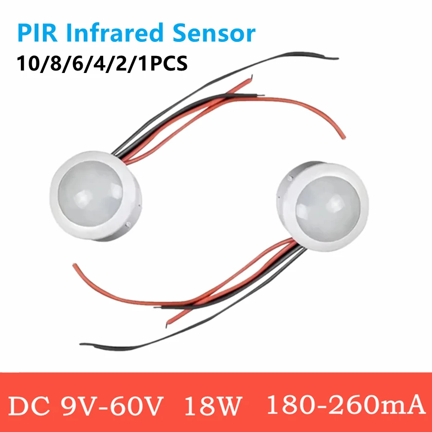 10PCS DC9V~24V PIR Infrared Motion Automatic Sensor Detector Smart IR Light Switch  Human Body Induction Indoor Outdoor Lamp