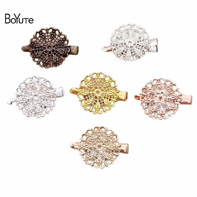 BoYuTe (20 יח'\חבילה) 25MM פיליגרן נוצת שיער קליפ בציר נשים שיער תכשיטי אבזרים