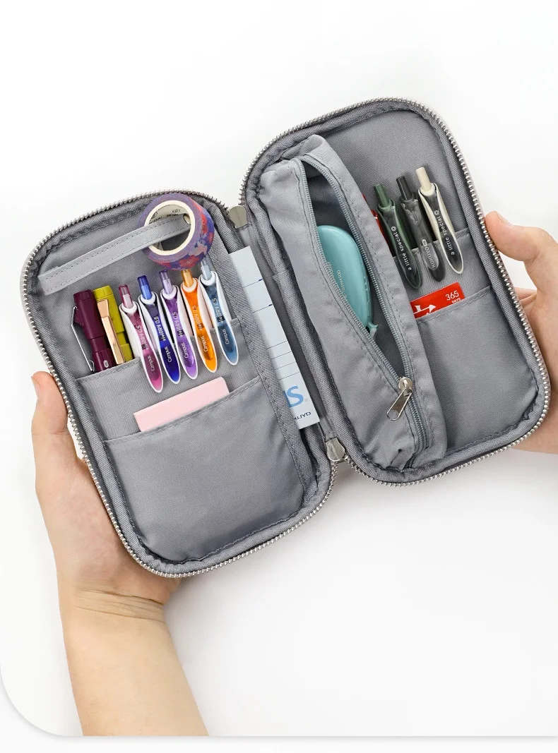 Kokuyo Cord-Pfannenetui, flach, offen, mit mehreren Taschen, Stifte, Bleistiftbeutel, Aufbewahrungstasche, Handtasche F7025 – Detail 3