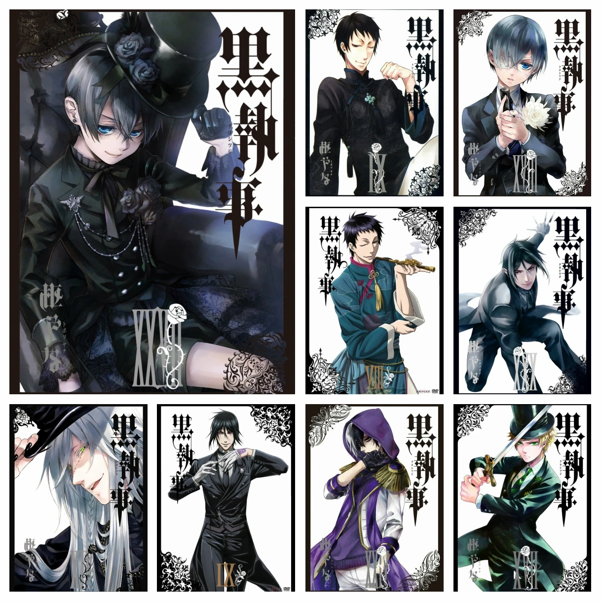 DIY taladro completo diamante pintura de diamantes de imitación Anime japonés mayordomo negro punto de cruz bordado imagen mosaico rompecabezas decoración del hogar