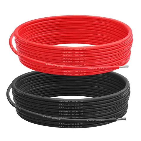 Black Red Silicone Electrical Wire 8 10 12 14 16 18 20 22 24 26 28 30 AWG Flexible Stranded Tinned Copper Wire Cable 5m/10m/20m