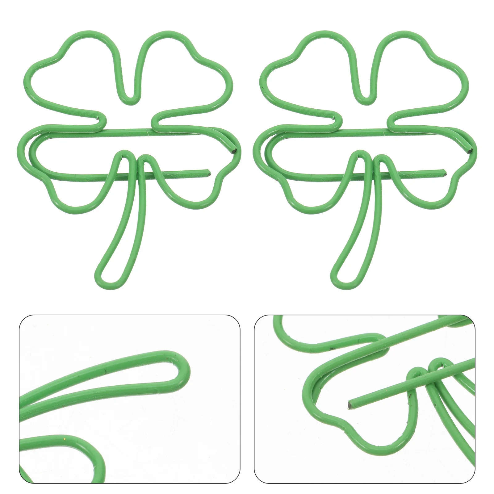 20 Pcs Four Leaf Paper Clip Clips Cute Bookmarks Shaped Mini Paperclip Shamrock Metal Holder Office Hanging Ornaments