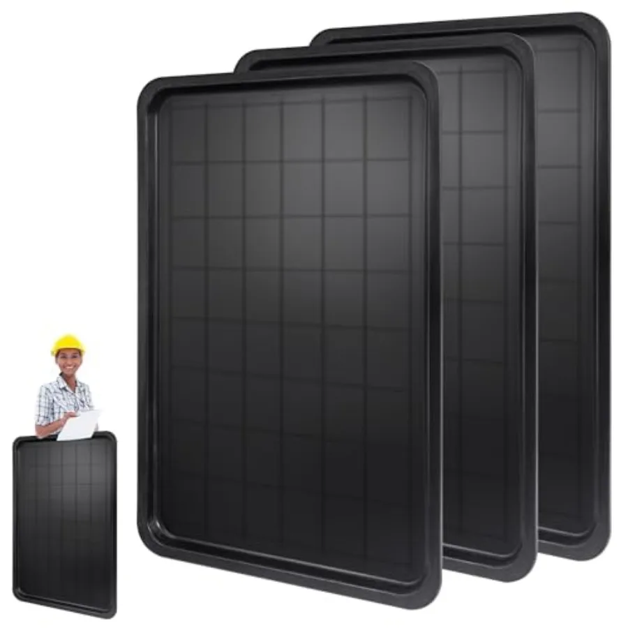 

3pc Black Plastic Rectangular Stackable Automotive Drip Pans, 35.2 x 23.4 Inches, Matte or Glossy Finish, 3pc Replacement Range