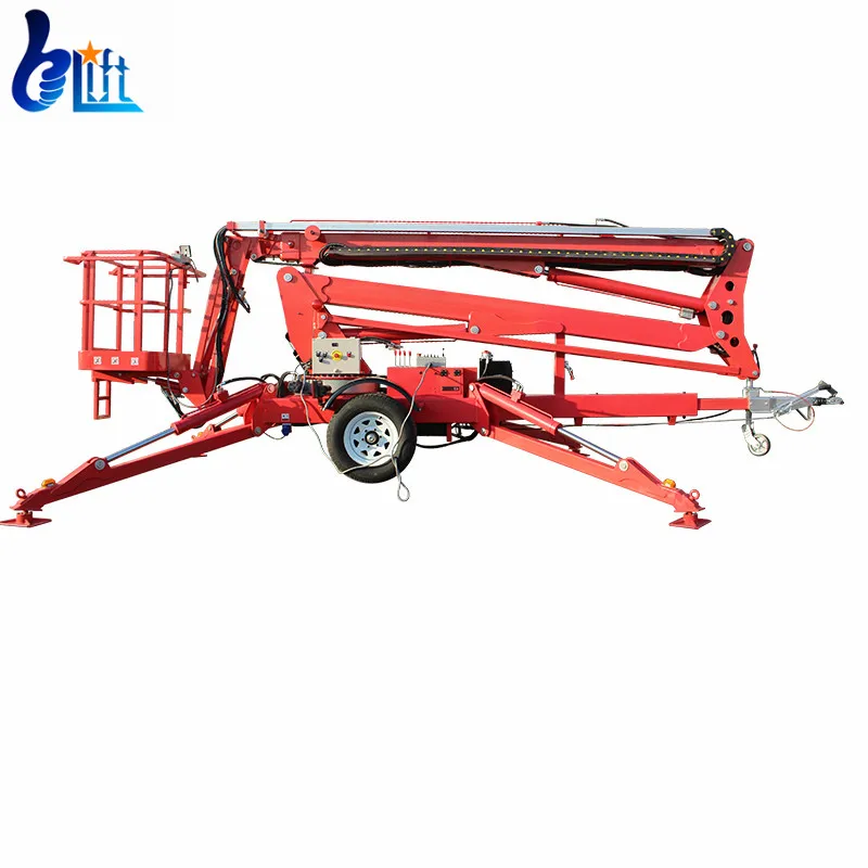 14M Electric Aerial ManLift Construction Work Platform Hoist Hydraulic Towable Boom Lift Trailer