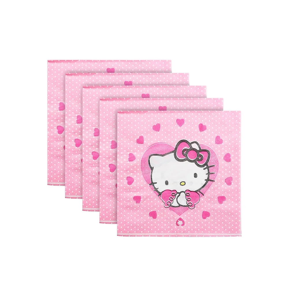 MINISO anime cartoon characters around hello kitty theme party banner decoration kit children\'s birthday party invitation card