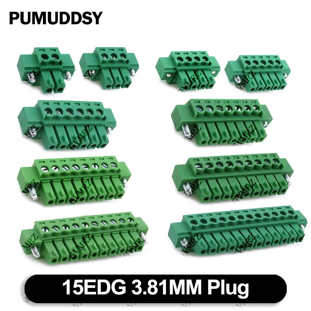 5PCS 2P 3P 4P 15EDG 3.81 with Flange Plug-in Terminal Blocks Plugs sockets 2/3/4/5/6/7/8/9/10/12P KF15EDG 10P 12P 5P 6P 8P