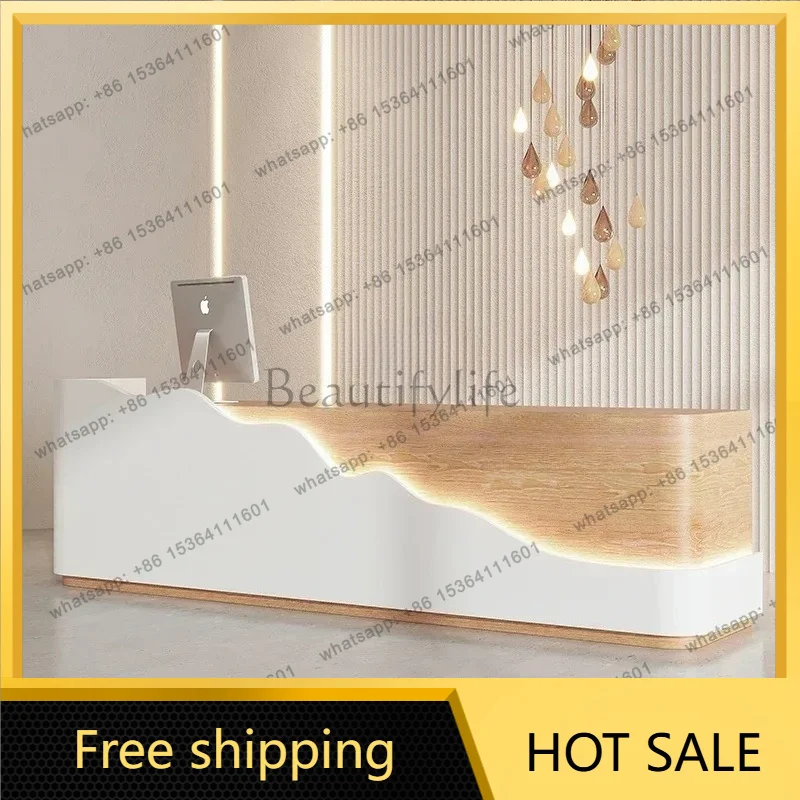 YJ Simple modern beauty salon bar counter clothing shop paint checkout page  training institutions company reception desk