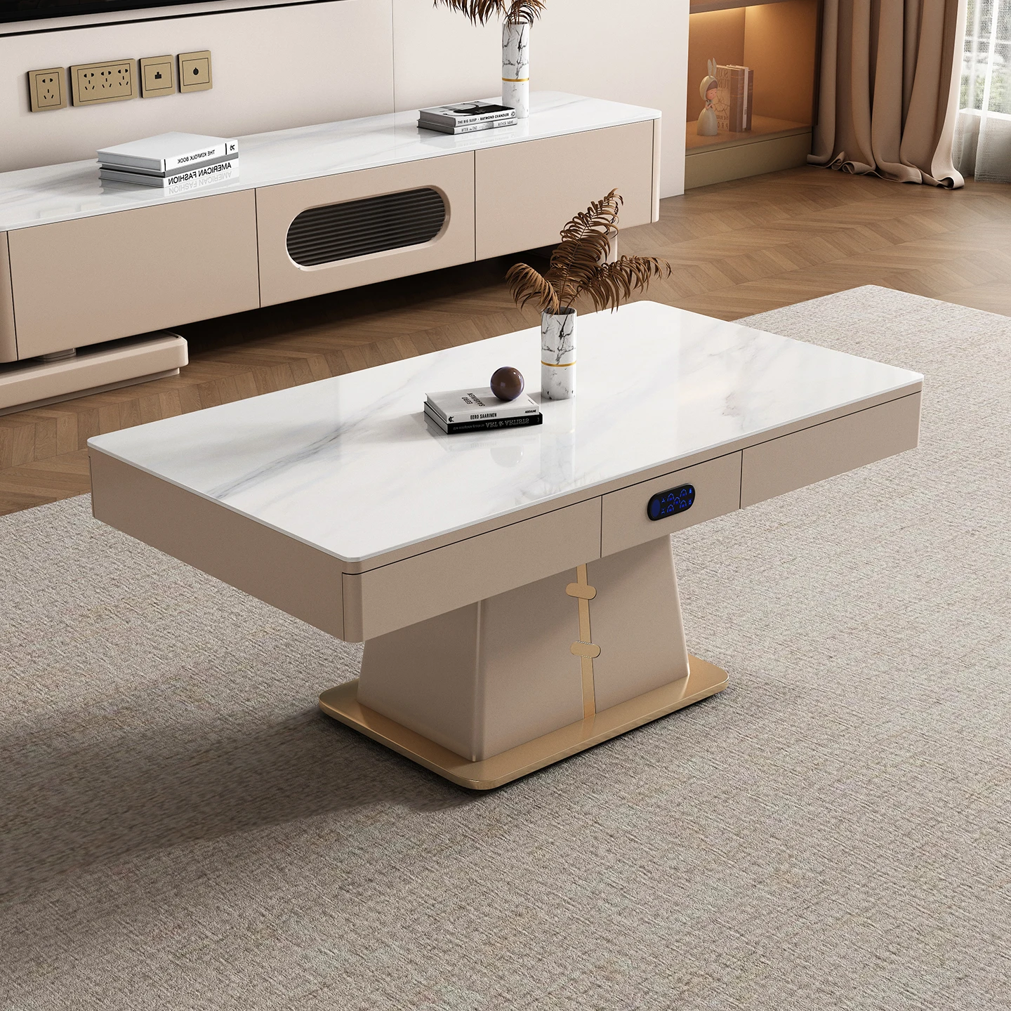 

Intelligent electric lift coffee table dining table dual-purpose small apartment light luxury household multi e