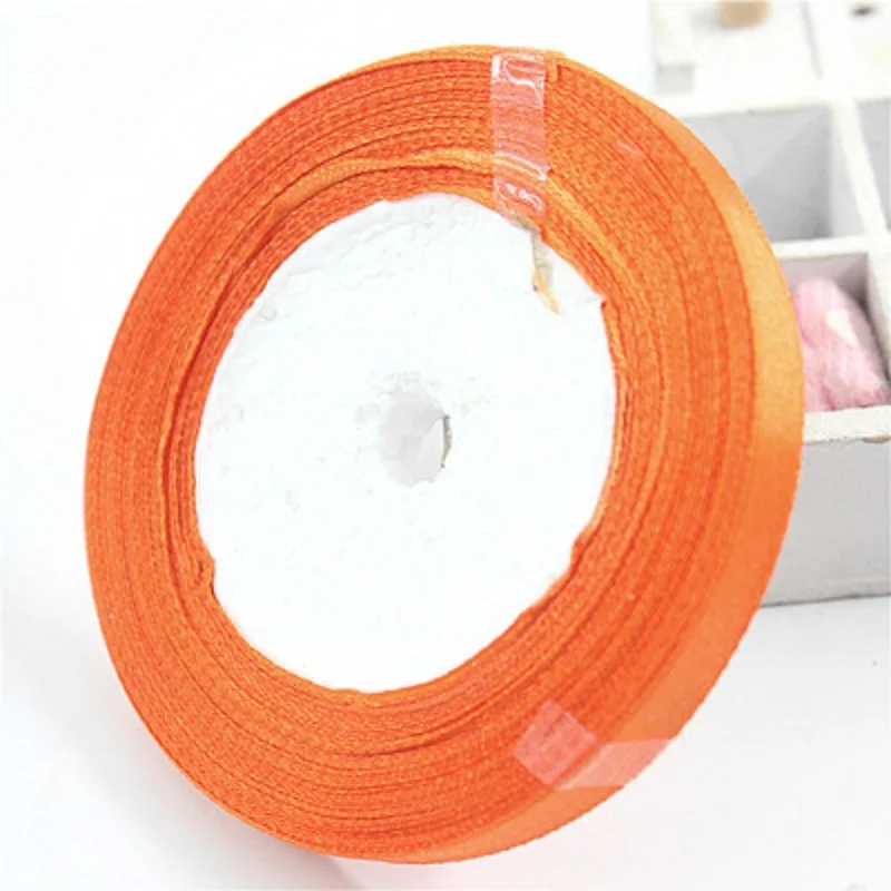 25Yards 6/10/15/20/25/40/50mm Orange Satin Ribbons Handmade Crafts Bow DIY Gift Wrapping Christmas Wedding Decorative Ribbons