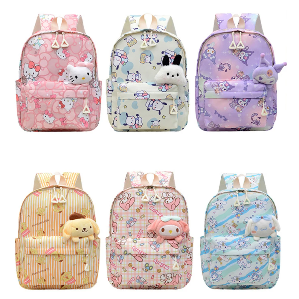 

Sanrio Children's Backpack Cartoon Cute Cinnamoroll Hello Kitty Large Capacity Outdoor Leisure Versatile Comfortable Kids Bags