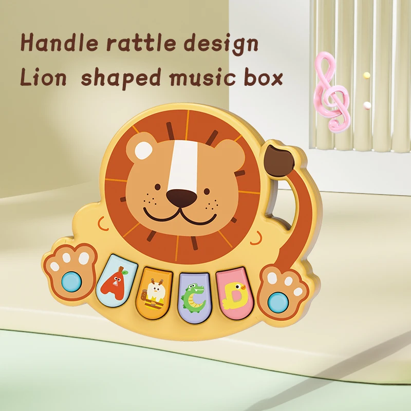 Animal dos desenhos animados Lion Shape Music Box, Instrumento do bebê, Kid, Piano, Jogo de teclado, Eletrônico, Brinquedo Multifuncional, Brinquedos Educativos, Presente