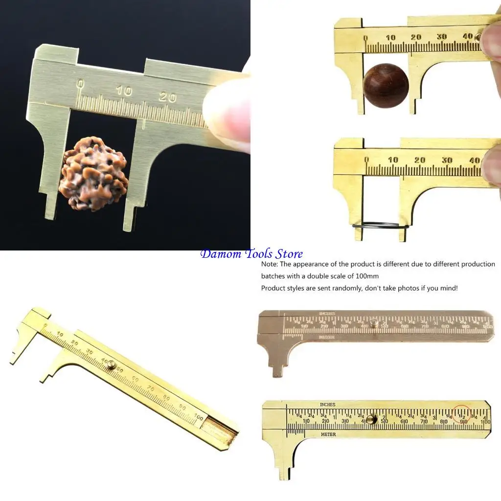 

57BE 100 мм штангенциркуль с двойными шкалами, мини латунный скользящий штангенциркуль, измерительные инструменты для ювелирных