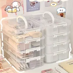 Transparent Box 4-tiers Plastic Storage Box School Office Container Drawer Organizer Table Jewelry Box Makeup Organizer Box Bins