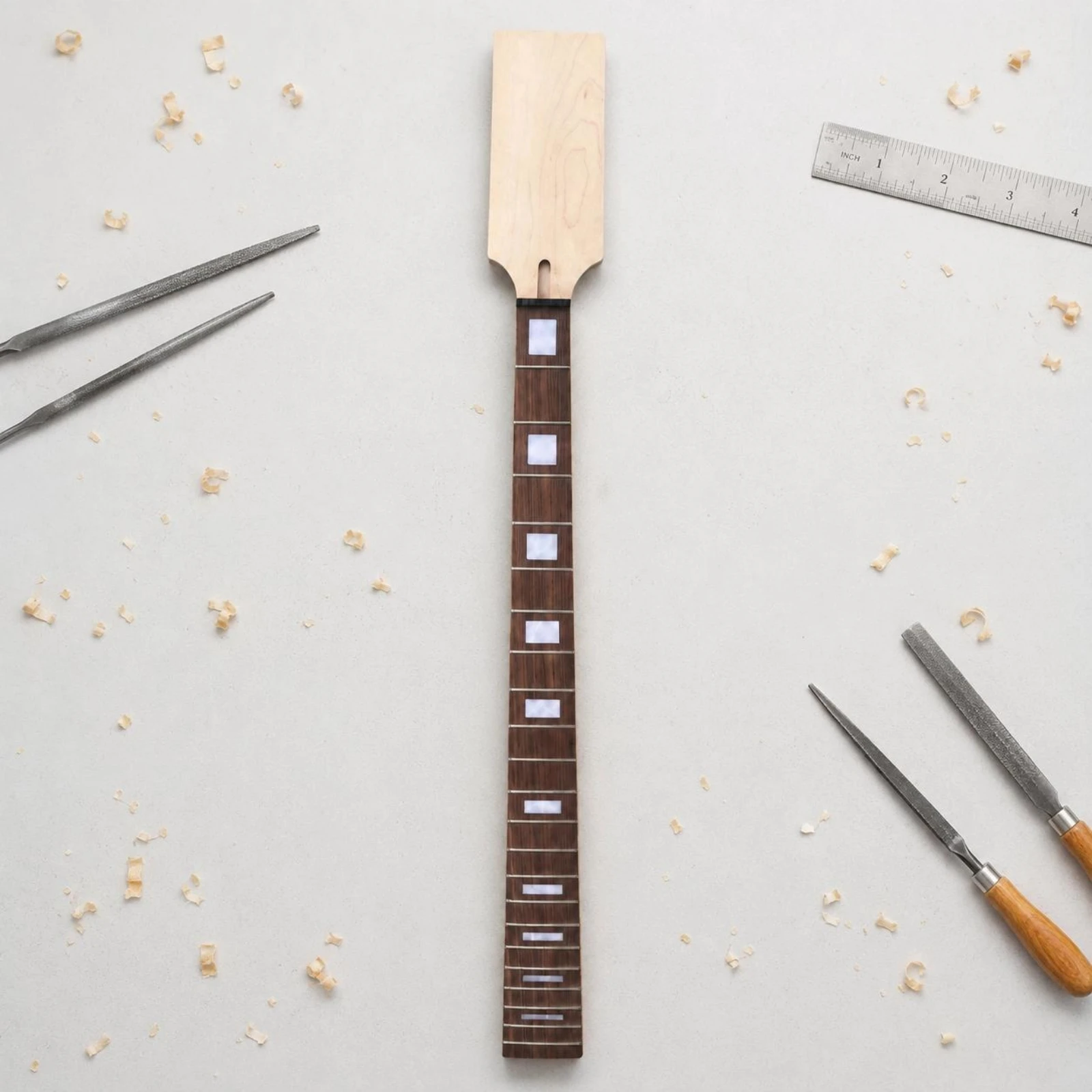 

Unfinished Maple Bass Neck White Inlays Electric Bass Neck Music Gear