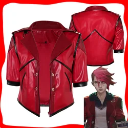 Disguise Arcane Vi Cosplay Red PU Leather Coat Game LOL Costume Women Streetshirts Jacket Tops Outfits Halloween Carnival Suits