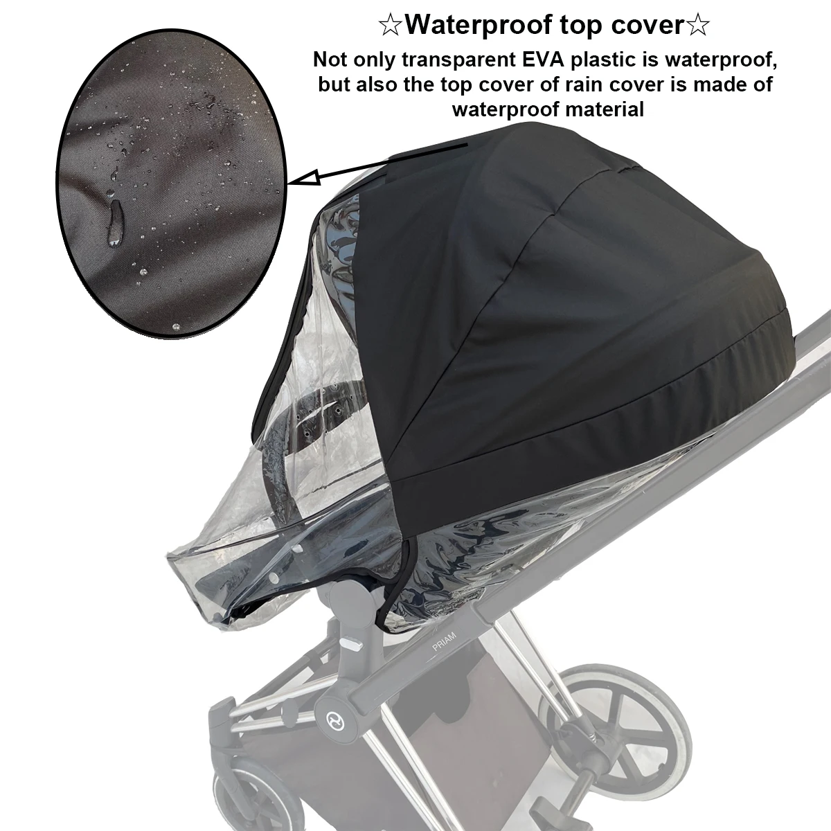 Copertura antipioggia per passeggino compatibile con Cybex Priam & Mios & Balios passeggino, accessorio per passeggino copertura del vento, tempo EVA trasparente