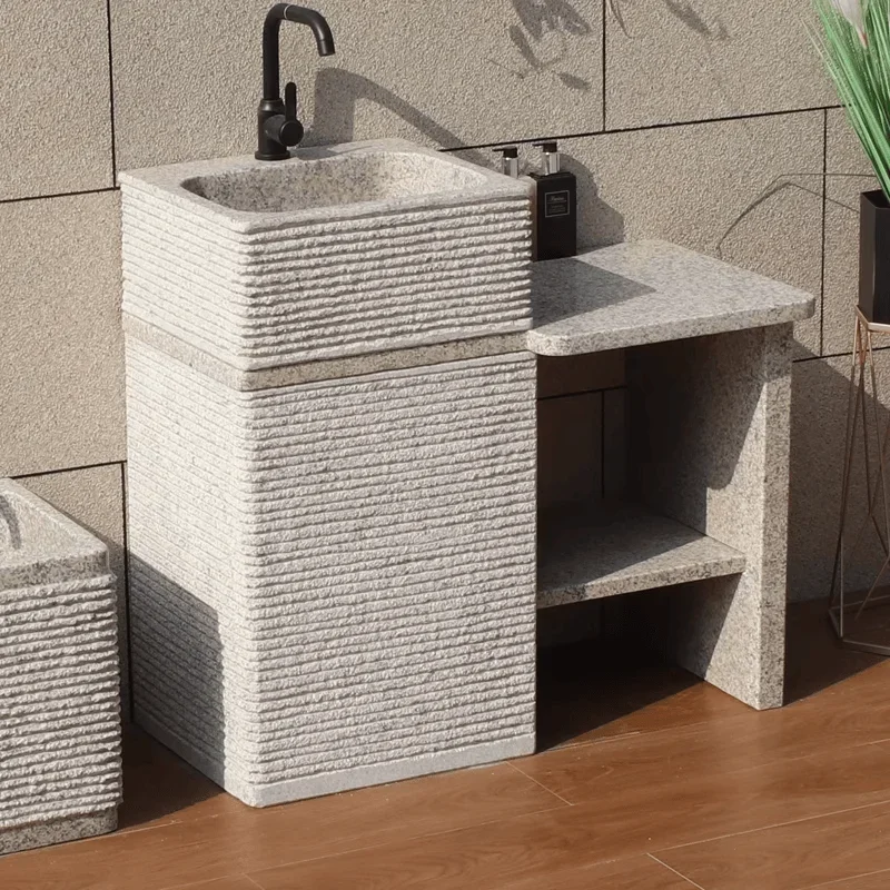 Outdoor Courtyard Stone Sink Integrated Marble Sink Outdoor Garden Pool Balcony Yard Sink