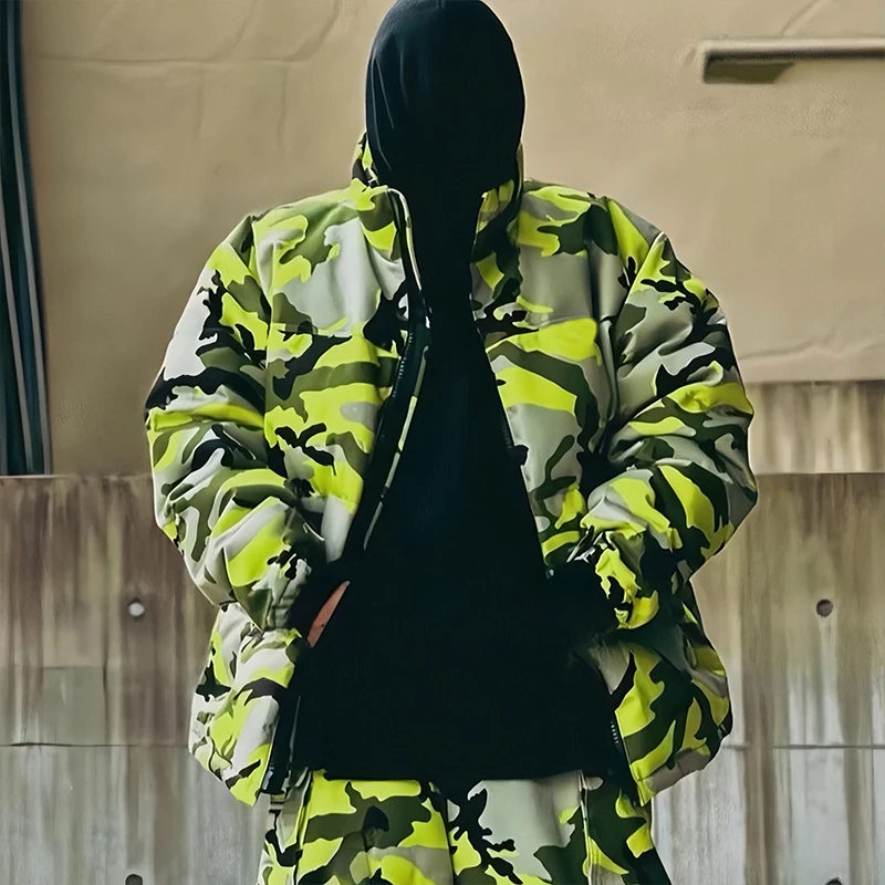 

Зимняя мужская куртка-пуховик NIGO с воротником-стойкой, на молнии, с длинным рукавом и спущенными плечами, с камуфляжным узором, Ngvp # nigo7734