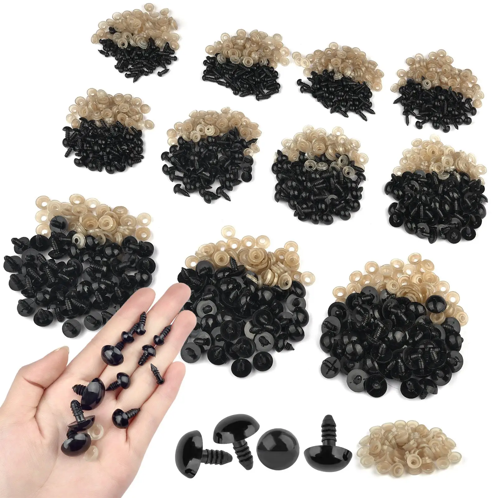 50/100pcs Black Safety Eyes Plastic Eyeball For Toys Amigurumi DIY Kit Crafts Teddy Bear Toy Eye Doll Decor Accessories 5-20mm