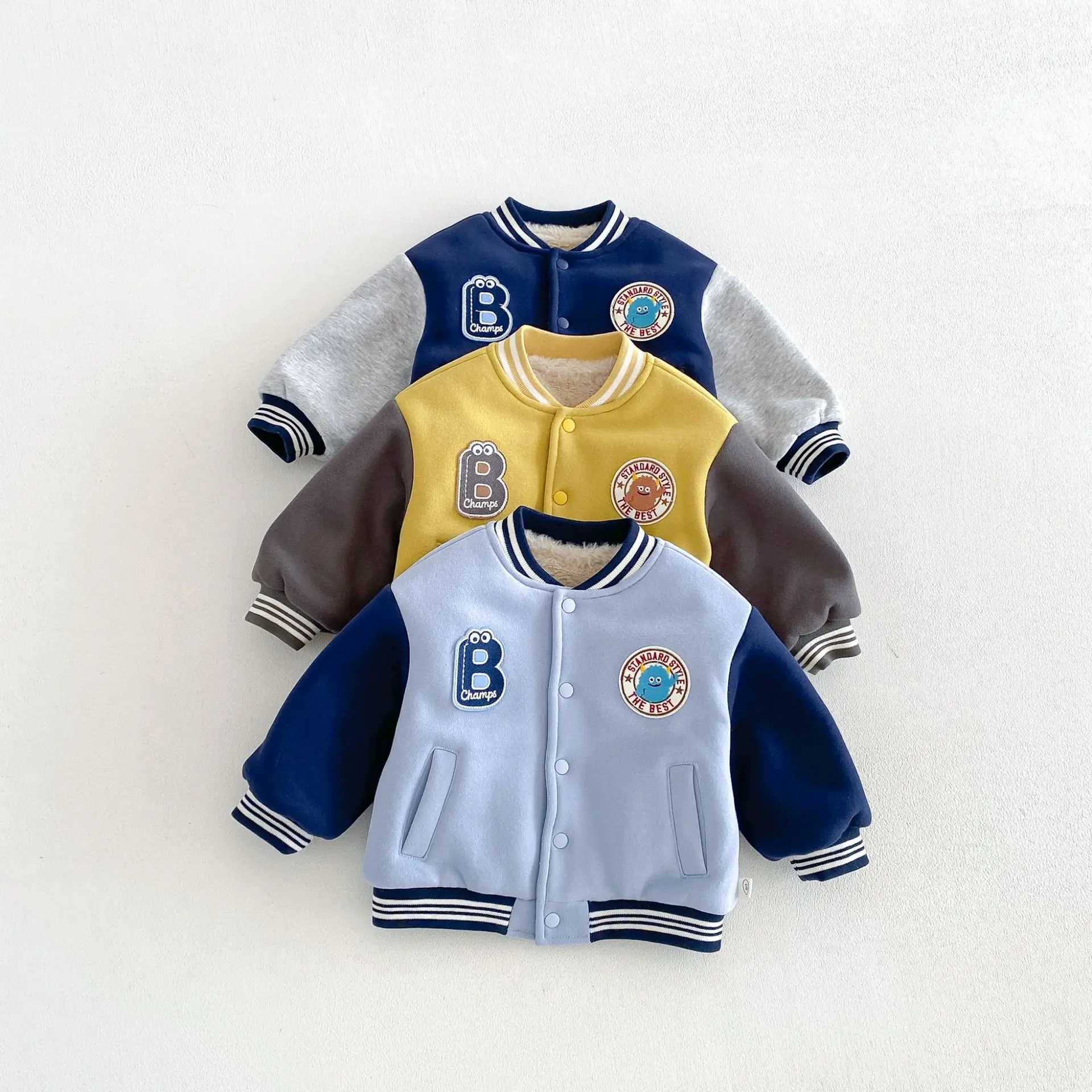 2026 New Winter Boys Baseball Jacket | Fleece-Lined Thick Varsity Coat | Preppy School Outwear