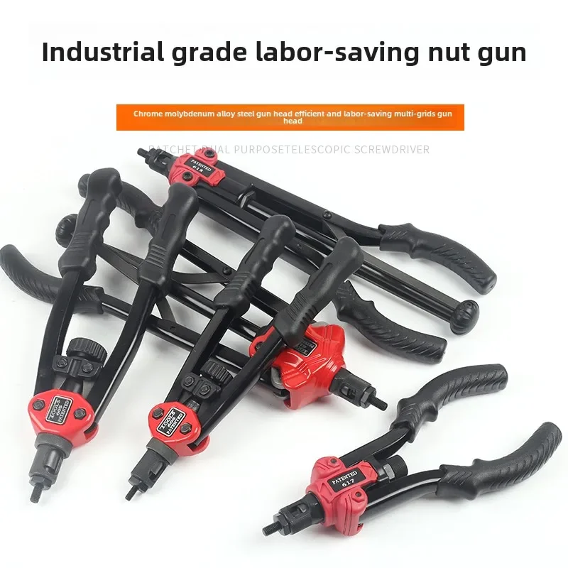 Manual Rivet Nut Gun for Hole Nut and Screw Installation, Double Handle Riveting Tool for Quick and Easy Operation